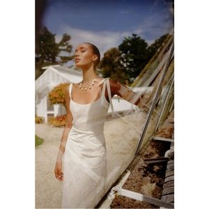 EUC Markarian Ornella Ivory Brocade Bias Corset Dress